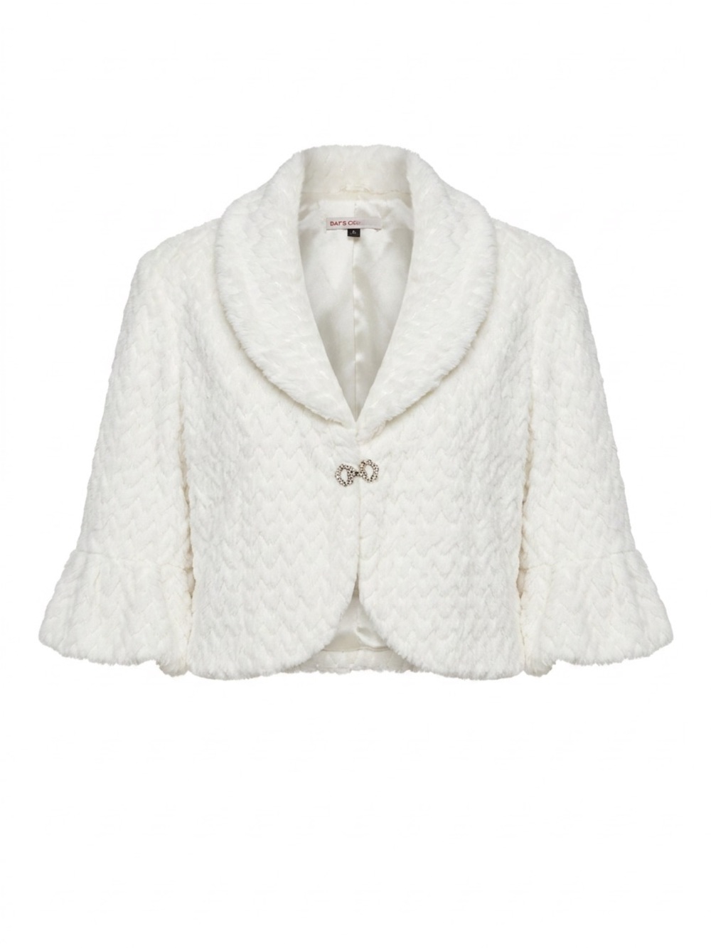 Cropped Textured Bouclé Blazer Jacket - White XL